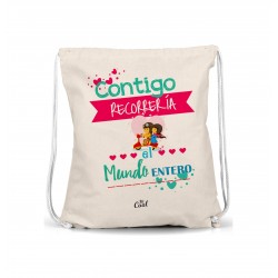 Mochila saco contigo recorrería el mundo entero