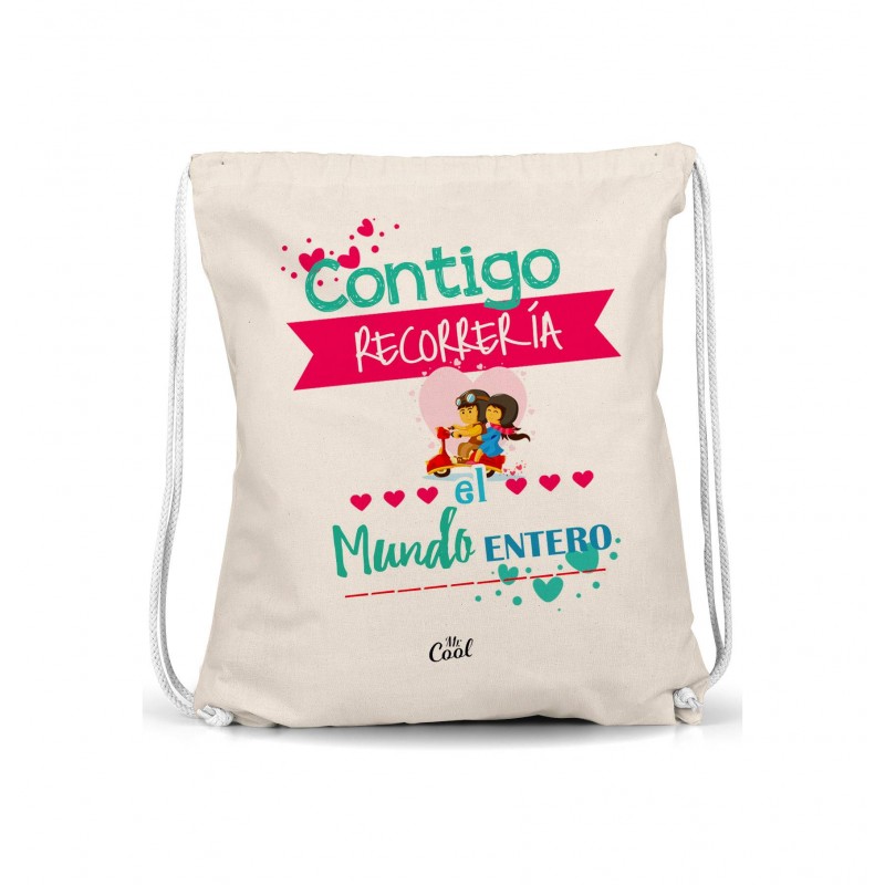 Mochila saco contigo recorrería el mundo entero