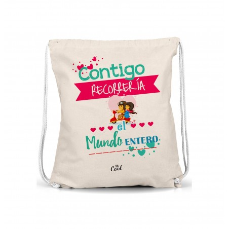 Mochila saco contigo recorrería el mundo entero