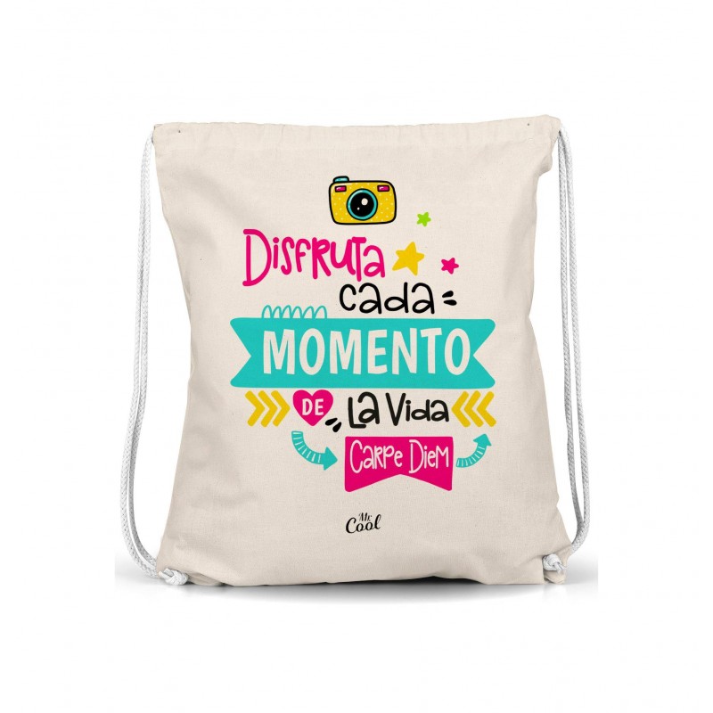 Mochila saco disfruta cada momento de la vida carpe diem