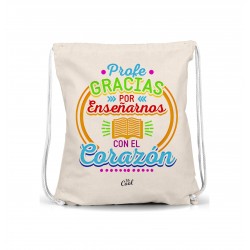 Mochila saco profe gracias por enseñarnos con el corazón masculino
