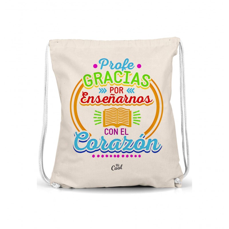 Mochila saco profe gracias por enseñarnos con el corazón masculino