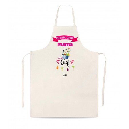 Delantal tipo lino en esta casa mama es la chef