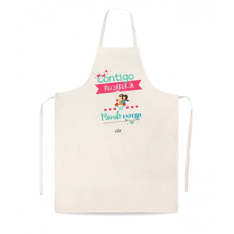 Delantal tipo lino contigo recorreria el mundo entero