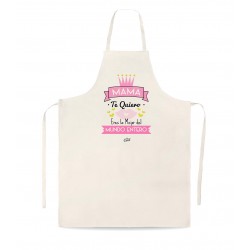 Delantal tipo lino mama te quiero eres la mejor del mundo entero