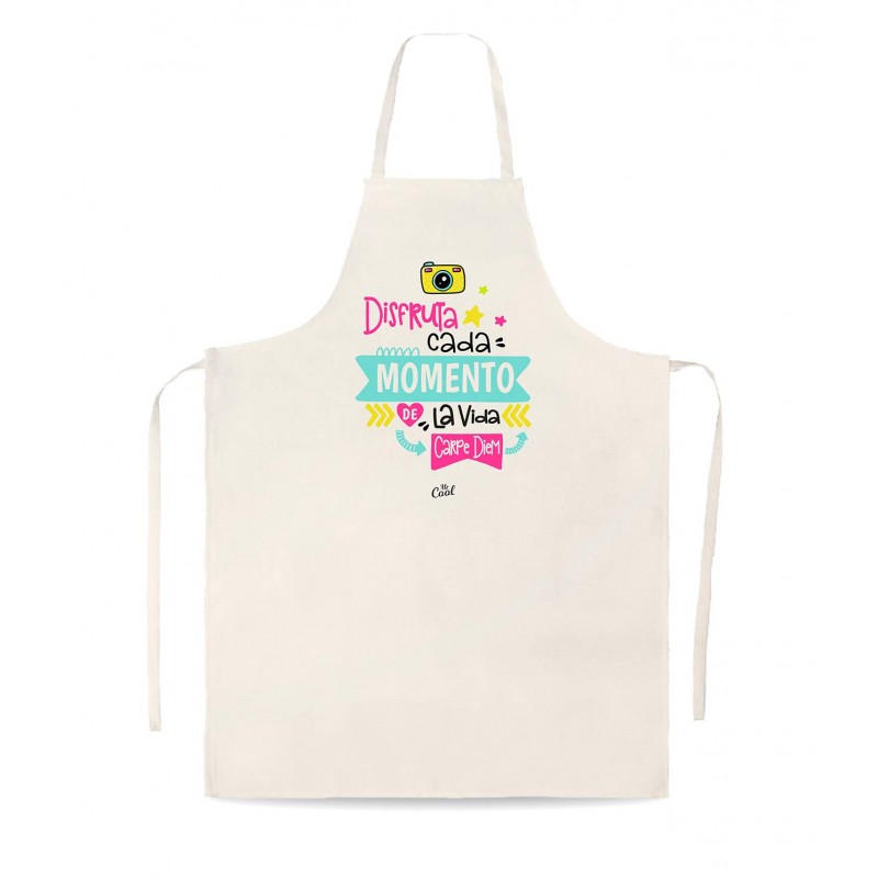 Delantal tipo lino disfruta cada momento carpe diem