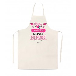 Delantal tipo lino para la mejor novia del mundo mundial te quiero y requetequiero