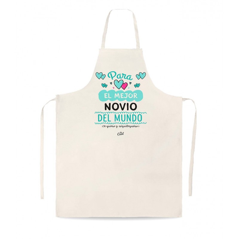 Delantal tipo lino para el mejor novio del mundo mundial te quiero y requetequiero