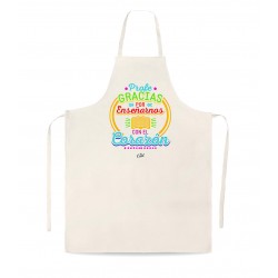 Delantal tipo lino profe gracias por enseñarnos con el corazon masculino