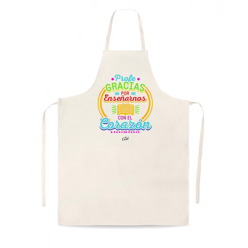 Delantal tipo lino profe gracias por enseñarnos con el corazon masculino