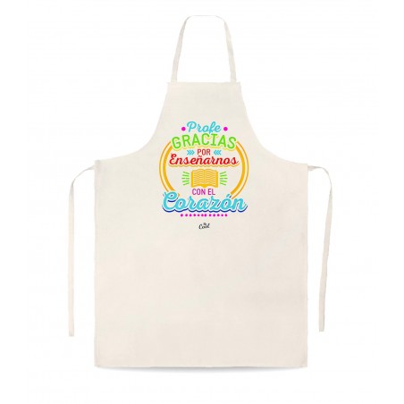 Delantal tipo lino profe gracias por enseñarnos con el corazon masculino
