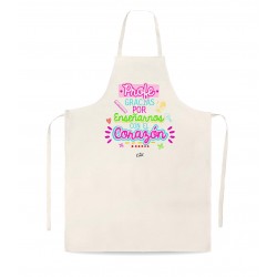 Delantal tipo lino profe gracias por enseñarnos con el corazon femenino