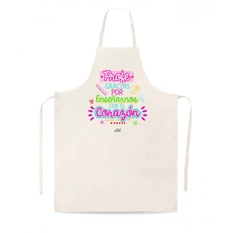 Delantal tipo lino profe gracias por enseñarnos con el corazon femenino