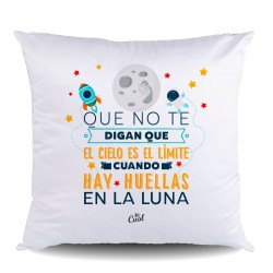 Cojin poliester que no te digan que el cielo es el límite cuando hay huellas en la luna