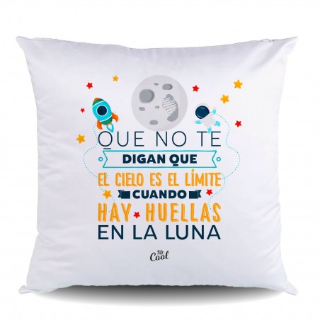 Cojin poliester que no te digan que el cielo es el límite cuando hay huellas en la luna