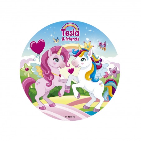 Disco comestible para tarta con diseño unicornio