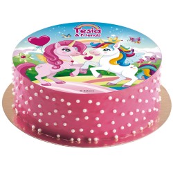Disco comestible para tarta con diseño unicornio