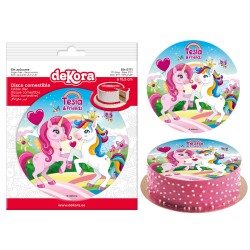 Disco comestible para tarta con diseño unicornio
