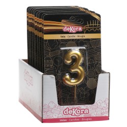 Vela de cumpleaños color oro número 3