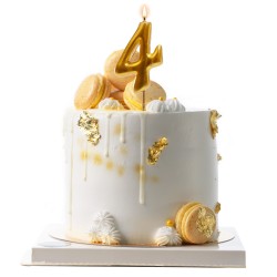 Vela de cumpleaños en color oro del número 4