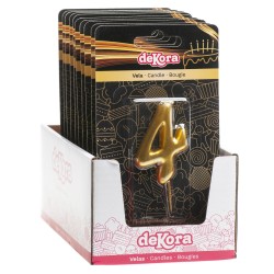 Vela de cumpleaños en color oro del número 4