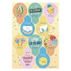 Decoraciones comestibles en forma de pin con diseños de mr wonderful