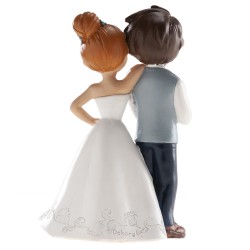 Figura de tarta boda novios con flor roja