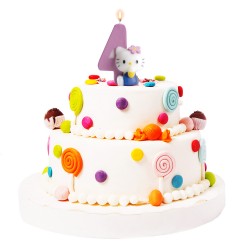 Vela para tarta cumpleaños del número 4 diseño hello kitty