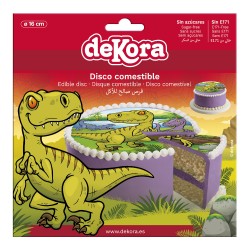 Oblea comestible para tarta con diseño dinosaurio