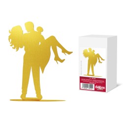 Topper metálico dorado para decoración de tarta de boda