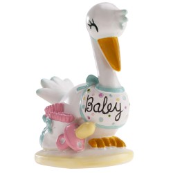 Figura para tarta cigüeña para bautizo o baby shower