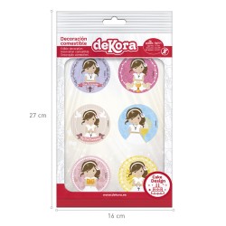 Pack de 6 discos comestibles niña comunión