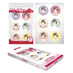 Pack de 6 discos comestibles niña comunión