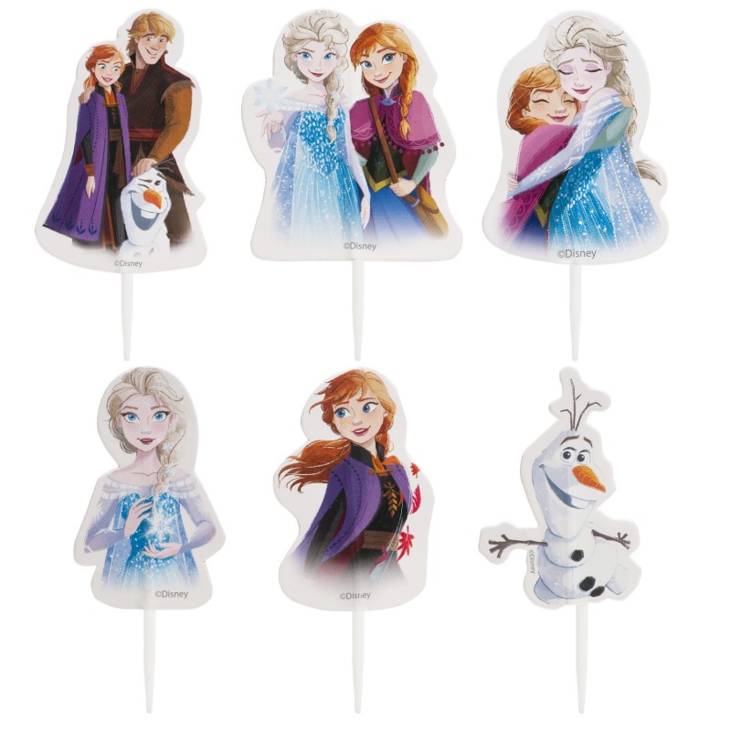 Pack 30 unidades de cake toppers de papel diseño frozen con 6 modelos diferentes