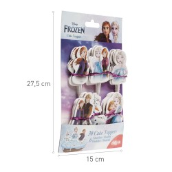 Pack 30 unidades de cake toppers de papel diseño frozen con 6 modelos diferentes