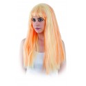Peluca cleopatra mechas naranjas y rubias