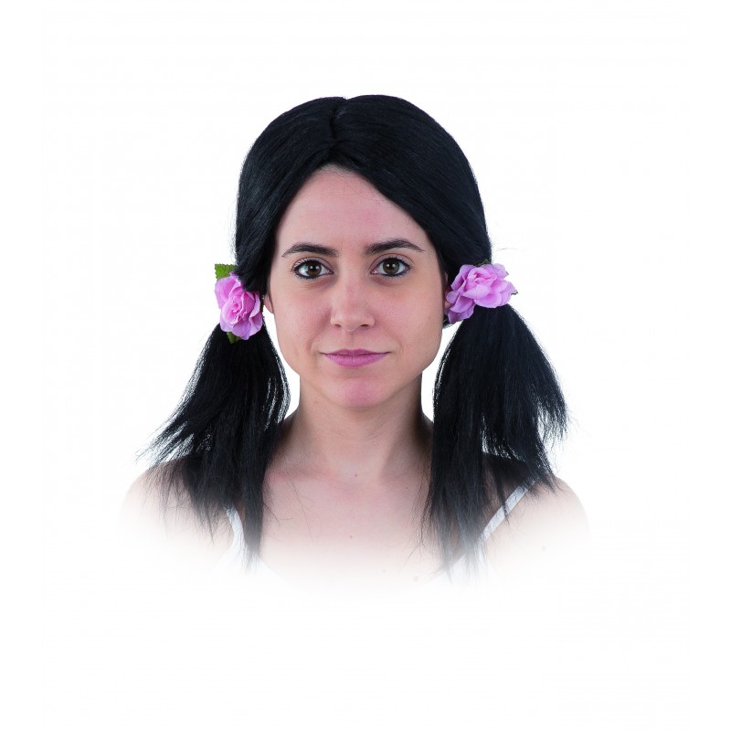 Peluca coletas con flores