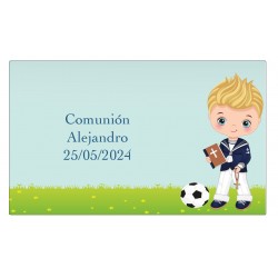 Adhesivo niño comunión personalizado con nombre y fecha