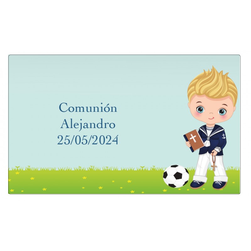 Adhesivo niño comunión personalizado con nombre y fecha