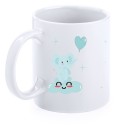 Taza bautizo elefante celeste personalizada con nombre fecha y dedicatoria