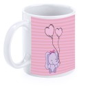 Taza bautizo elefante rosa personalizada con nombre fecha y dedicatoria