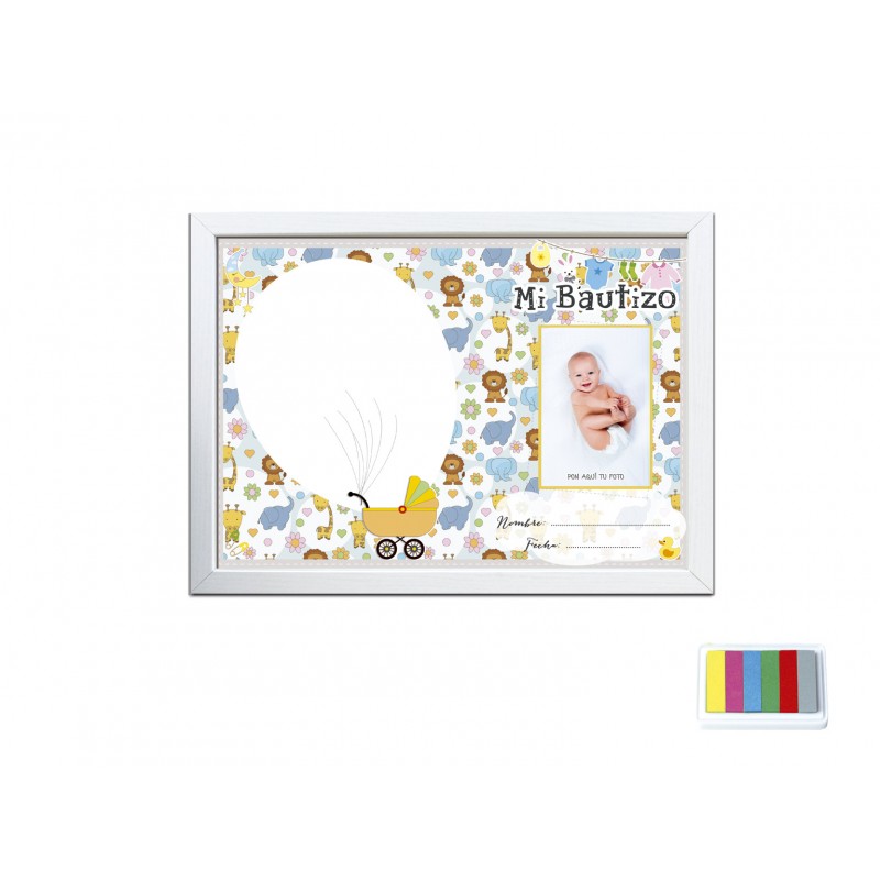 Marco huellas bautizo animalitos din a4