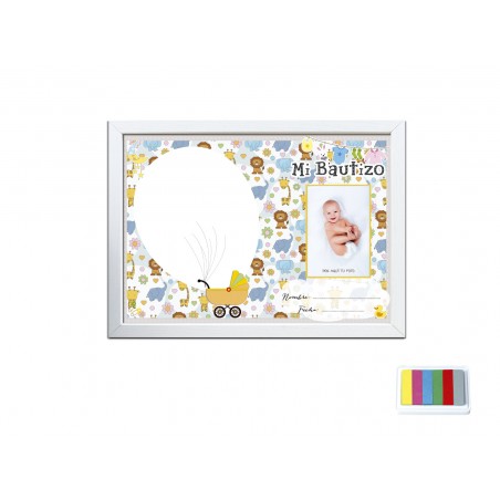 Marco huellas bautizo animalitos din a4