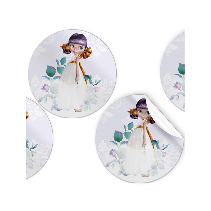 Pack de 96 adhesivos de 4 cm comunión niña