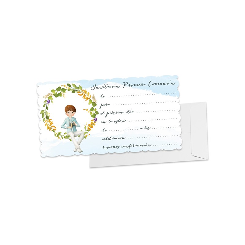 Pack de 10 invitaciones niño comunión con sobre