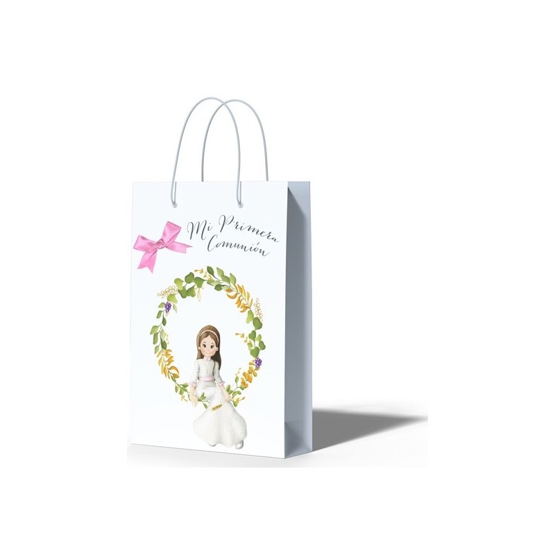 Bolsa mediana comunión niña sentada