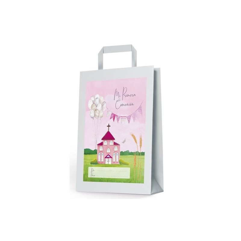 Bolsa grande comunión iglesia rosa