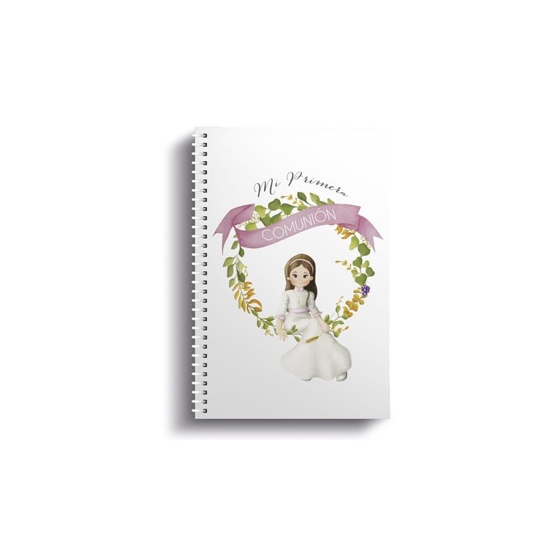 Libreta pequeña con anilla niña comunión sentada