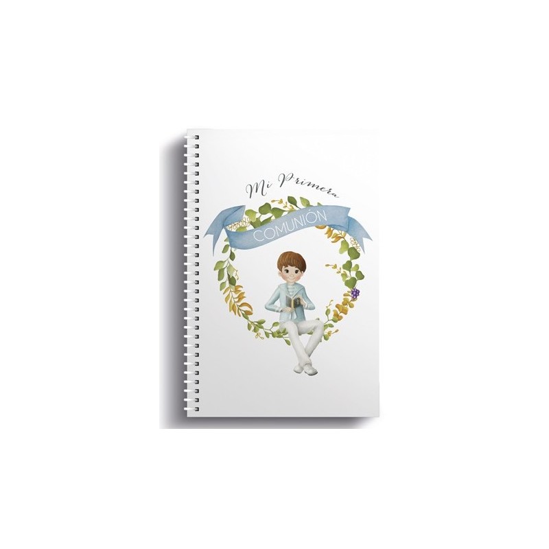 Libreta pequeña de anillas niño comunión sentado