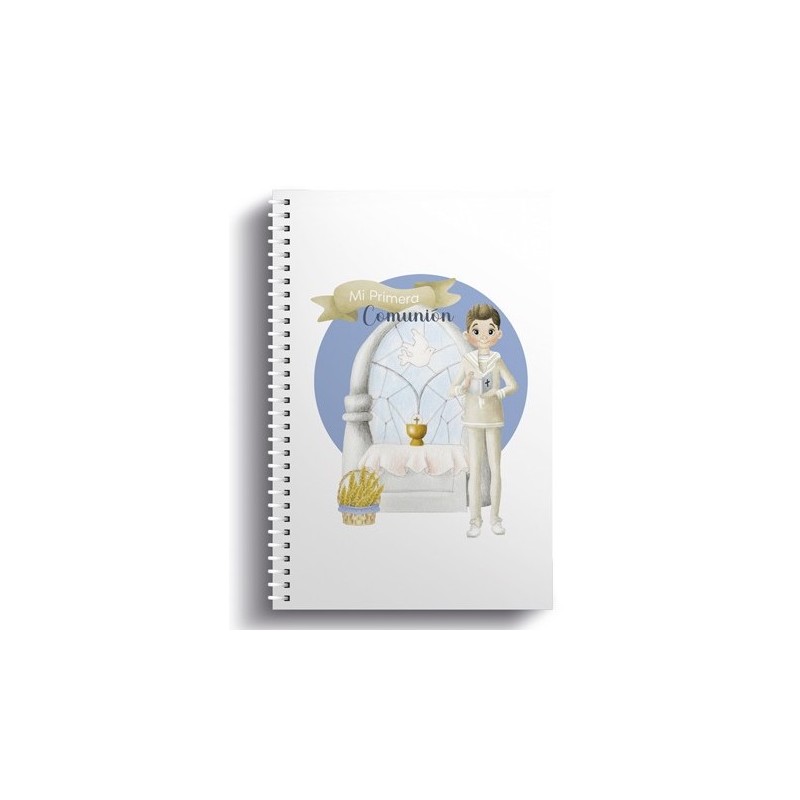 Libreta pequeña de anillas niño comunión en altar